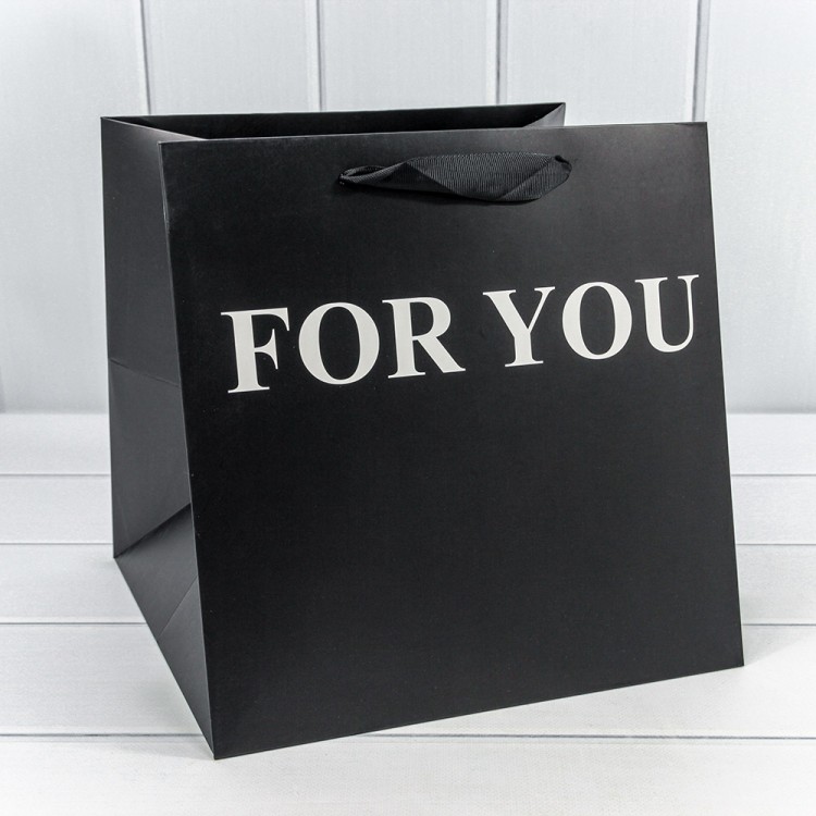 000179YQ/18 Пакет подарочный "For You" Чёрный 28*28*28 210г 1/10 1/100